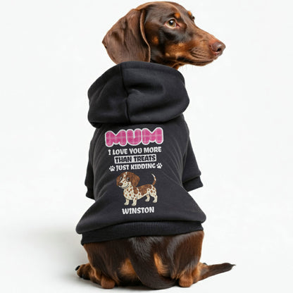 I Love You - Personalized with Your Doxie’s Name, Clipart & Favorite Human (Mom, Mum, or Dad!)– Stylish, Cozy & Made from Premium 100% Cotton