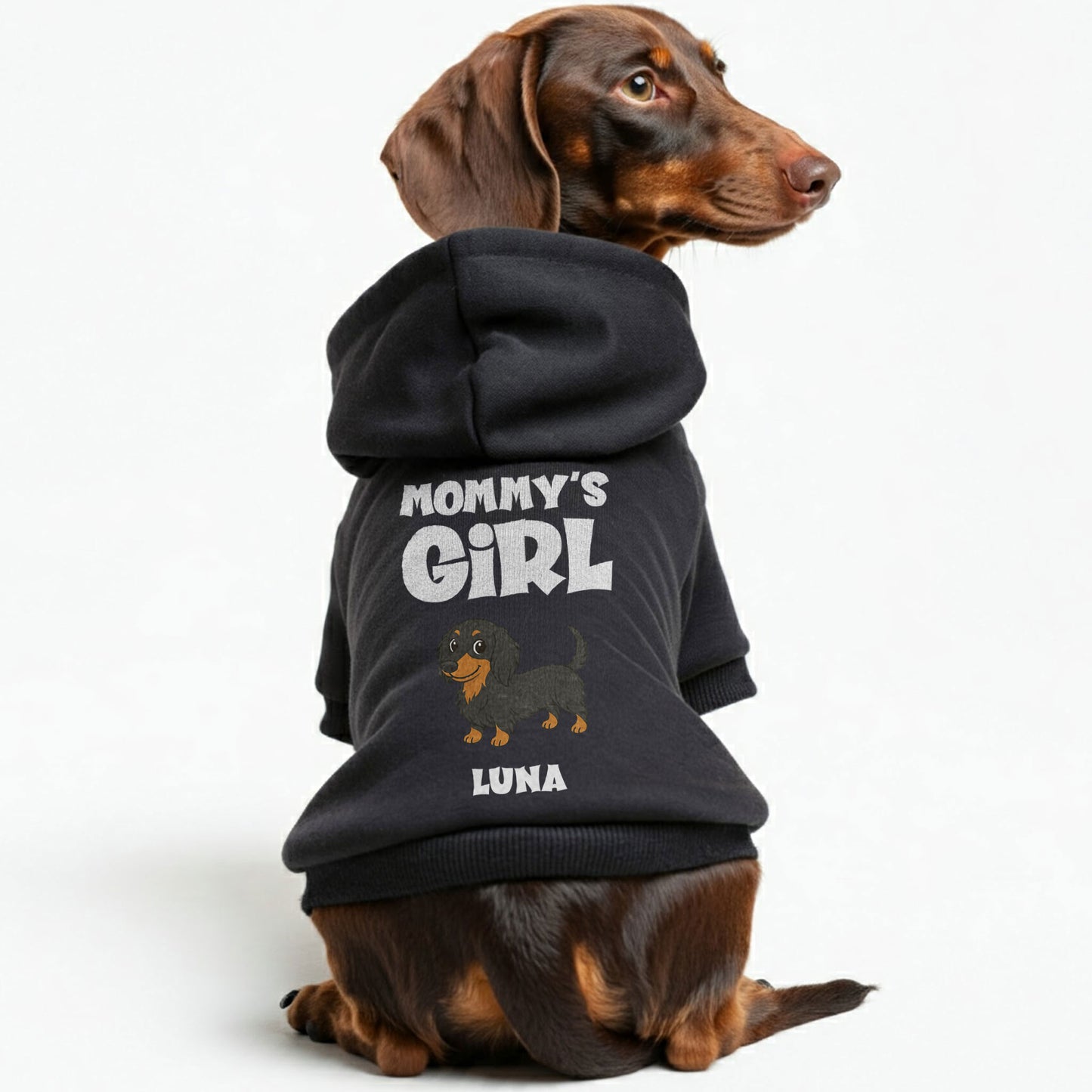 Mommy’s Boy  – Personalized Dachshund Hoodies with Your Doxie’s Name & Clipart – Stylish, Cozy & Made from Premium 100% Cotton