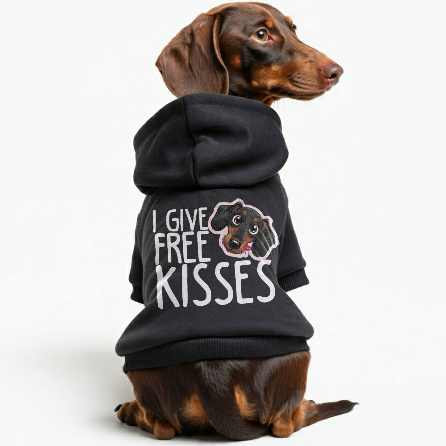 I Give Free Kisses - Personalized Dachshund Hoodies with Funny Quotes – Stylish, Cozy, and Premium 100% Cotton