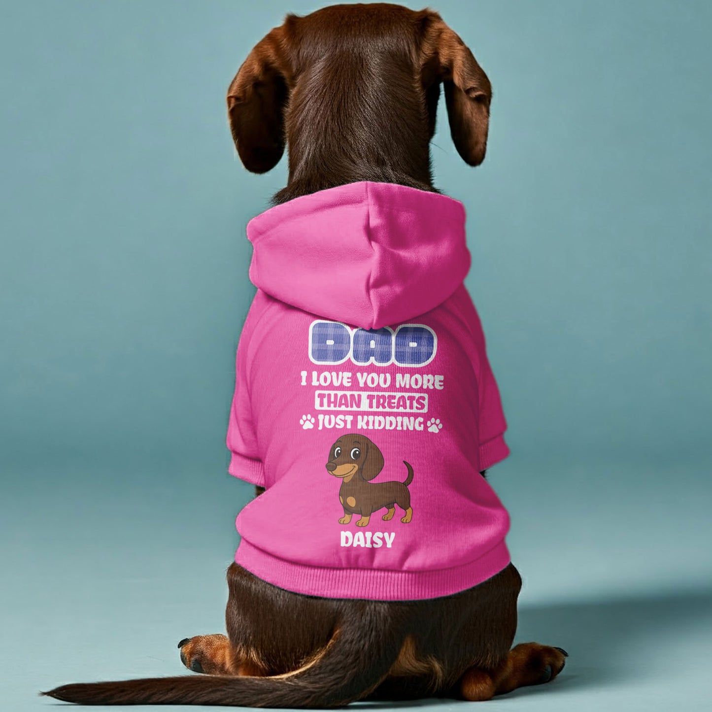 I Love You - Personalized with Your Doxie’s Name, Clipart & Favorite Human (Mom, Mum, or Dad!)– Stylish, Cozy & Made from Premium 100% Cotton