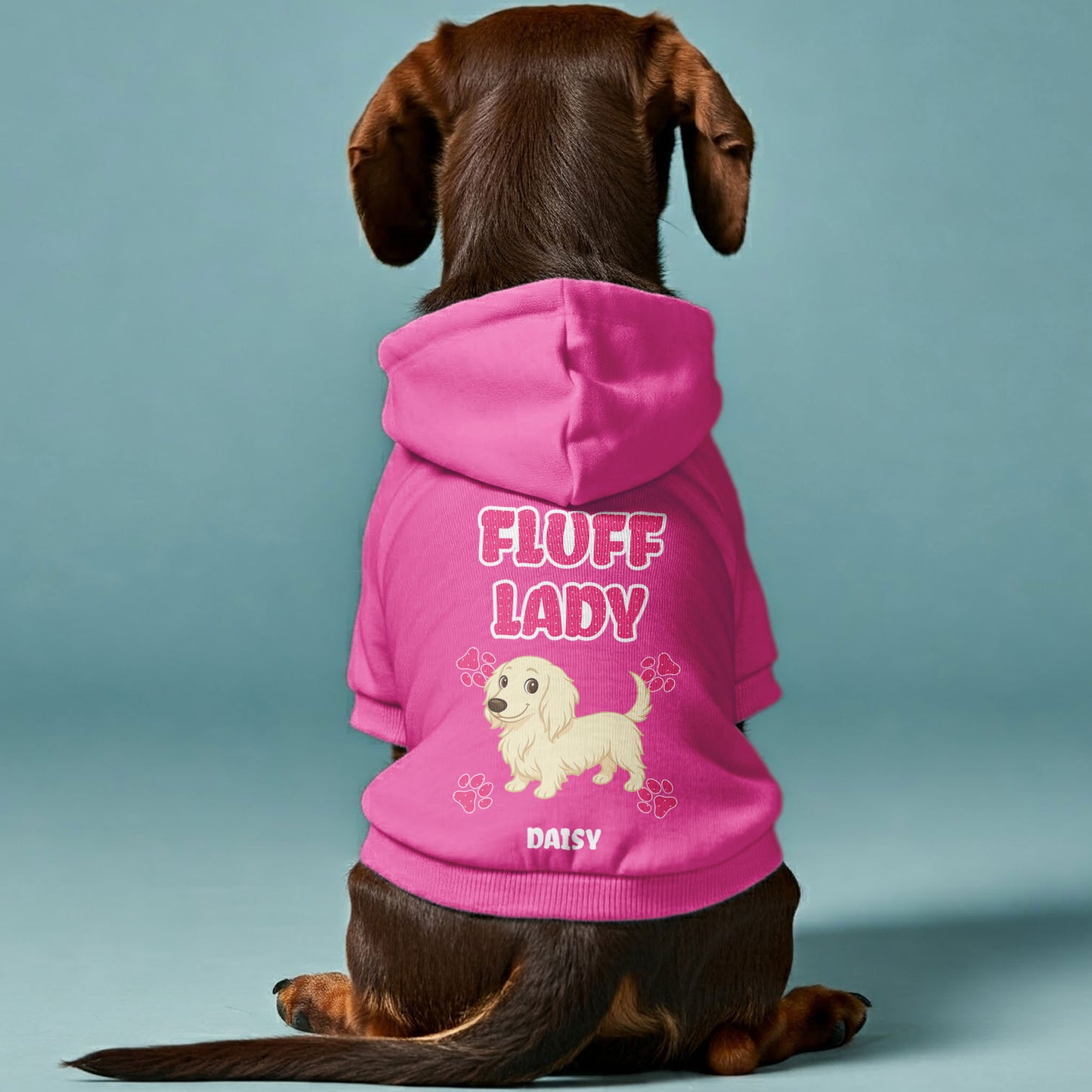 FLUFF LADY – Personalized Dachshund Hoodies with Your Doxie’s Name & Clipart – Stylish, Cozy & Made from Premium 100% Cotton
