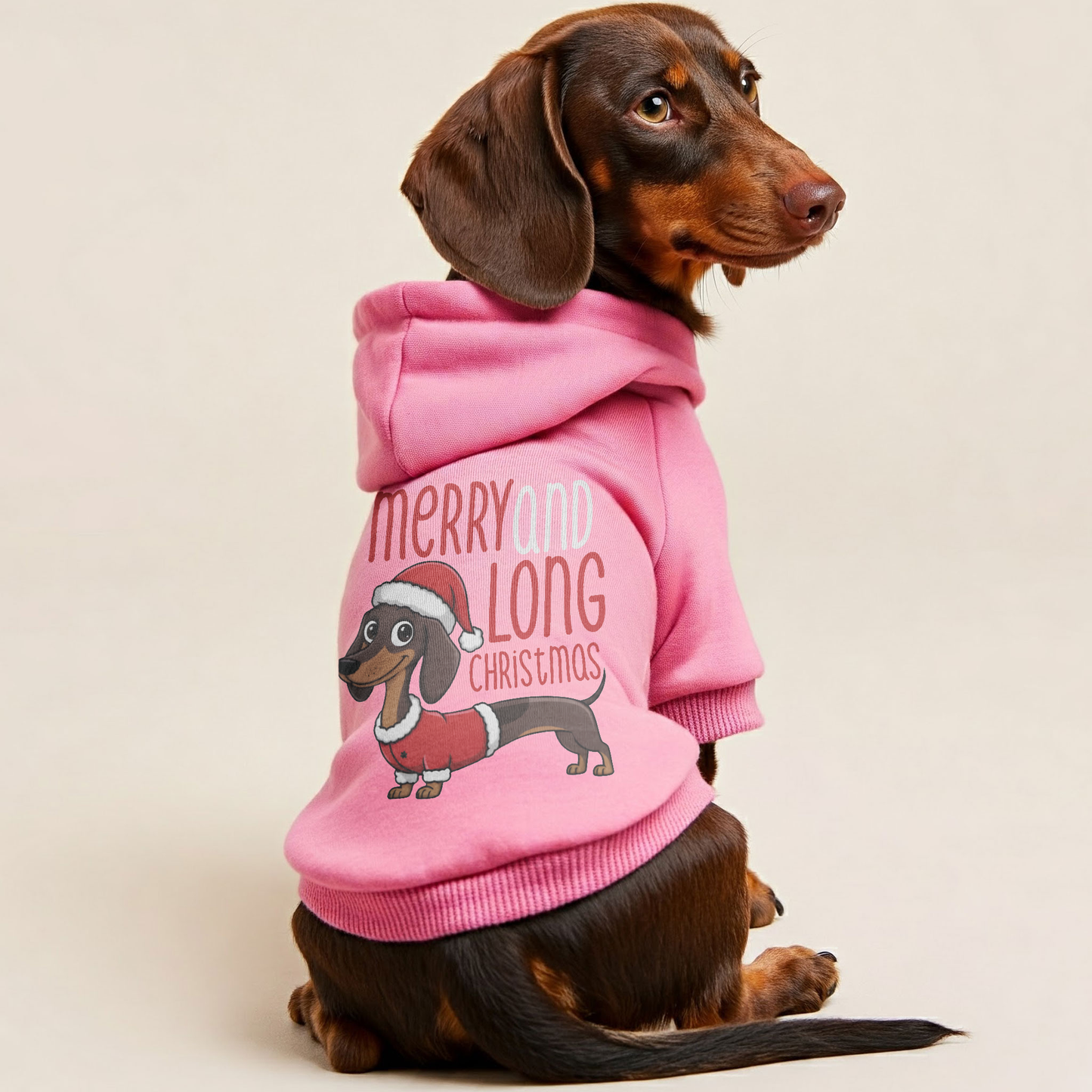 MERRY AND LONG CHRISTMAS - Personalized Dachshund Hoodies with Funny Quotes – Stylish, Cozy, and Premium 100% Cotton