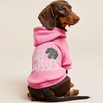 I Give Free Kisses - Personalized Dachshund Hoodies with Funny Quotes – Stylish, Cozy, and Premium 100% Cotton