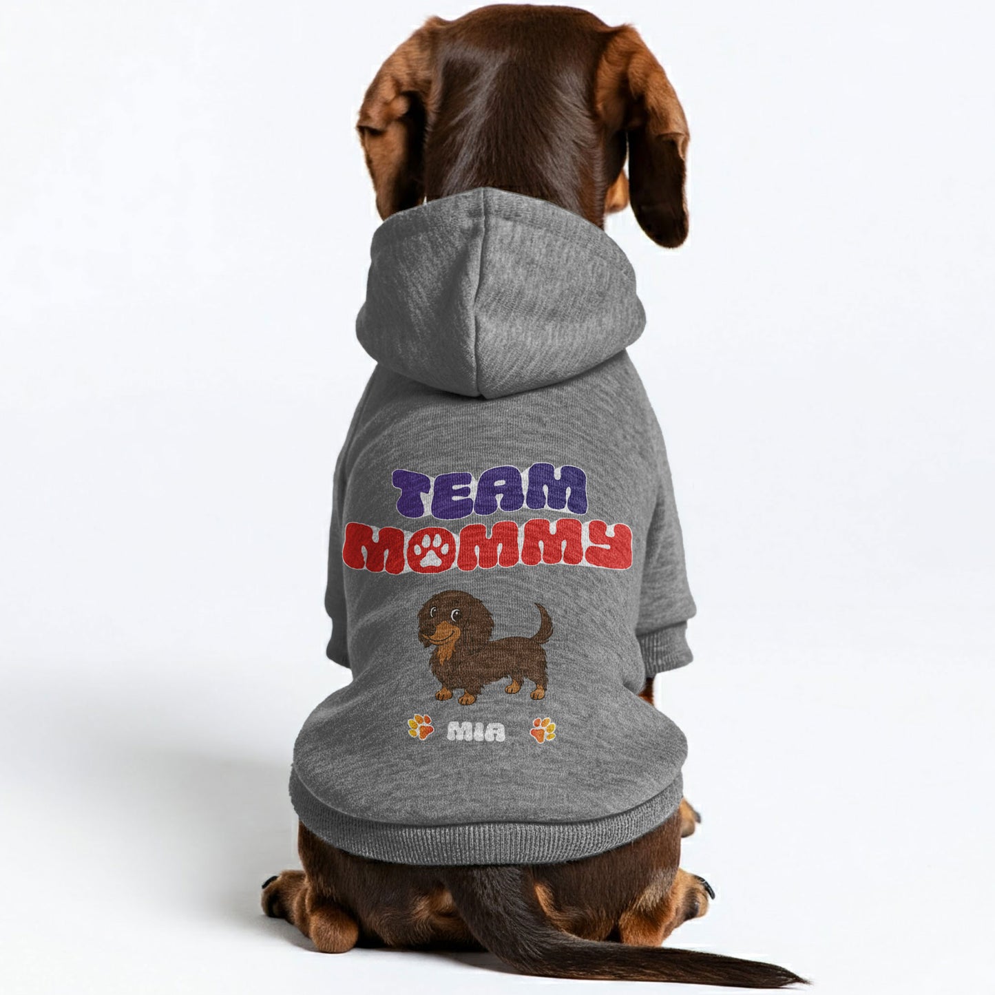 Team Mommy  – Personalized Dachshund Hoodies with Your Doxie’s Name & Clipart – Stylish, Cozy & Made from Premium 100% Cotton