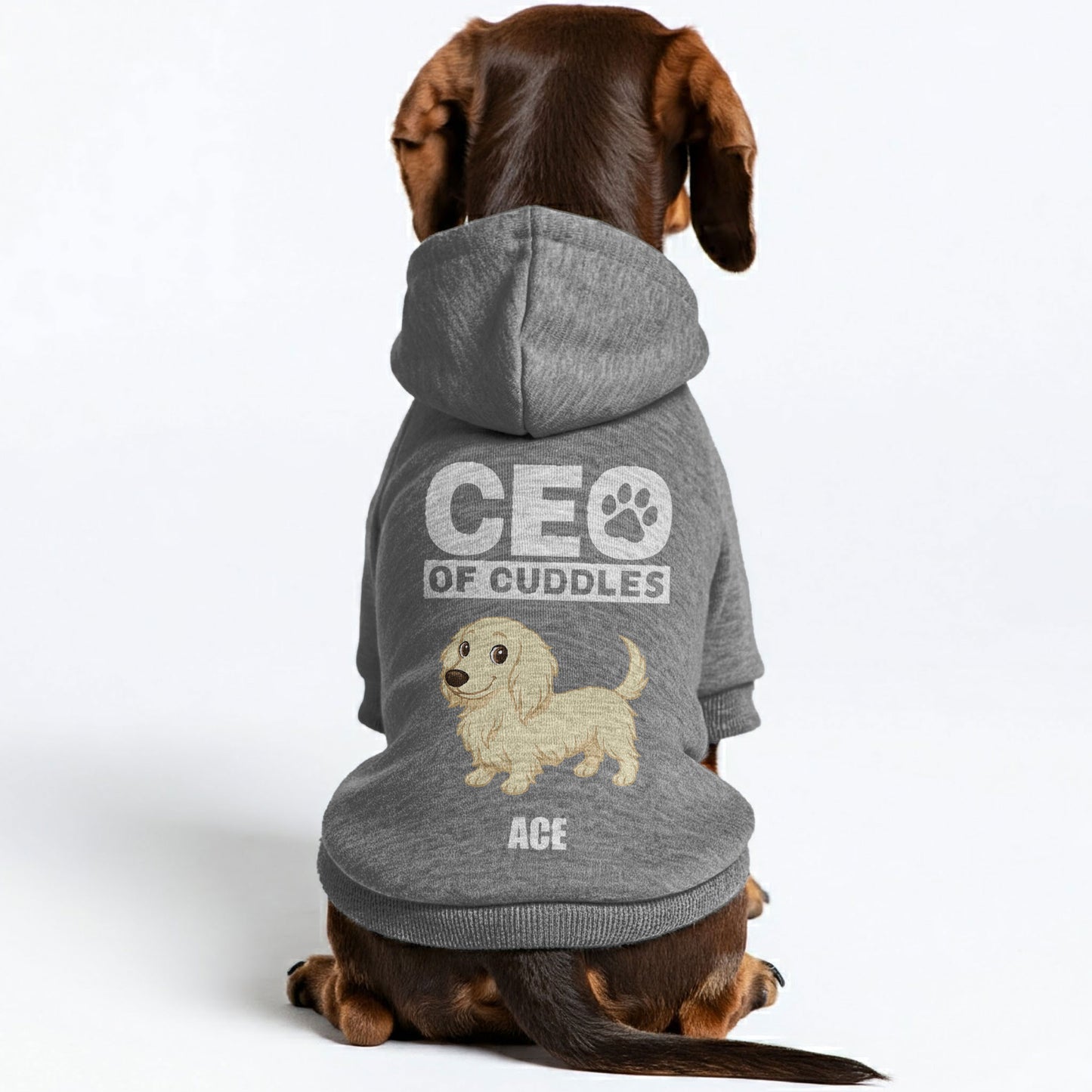 CEO of Cuddles – Personalized Dachshund Hoodies with Your Doxie’s Name & Photo or Clipart– Stylish, Cozy & Made from Premium 100% Cotton
