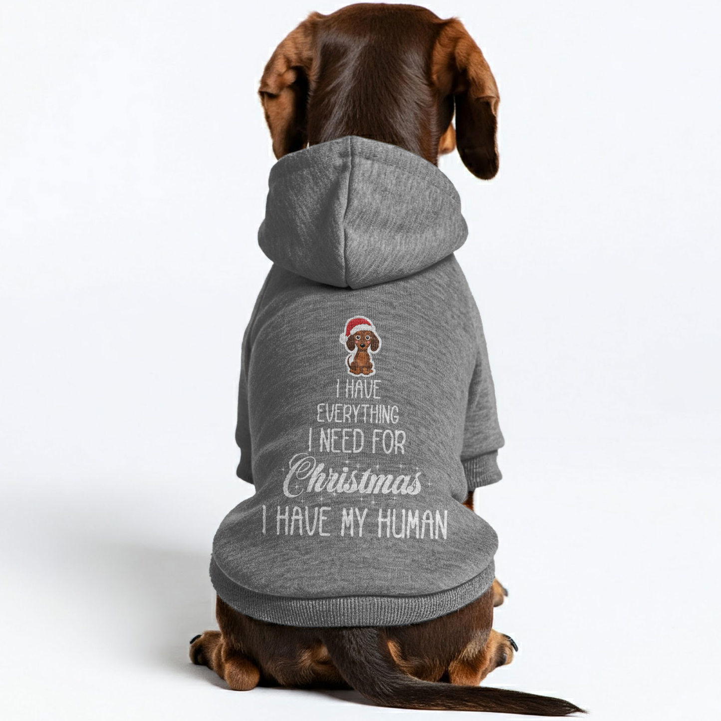 I have everything I need for Christmas. I have my human - Personalized Dachshund Hoodies with Funny Quotes – Stylish, Cozy, and Premium 100% Cotton