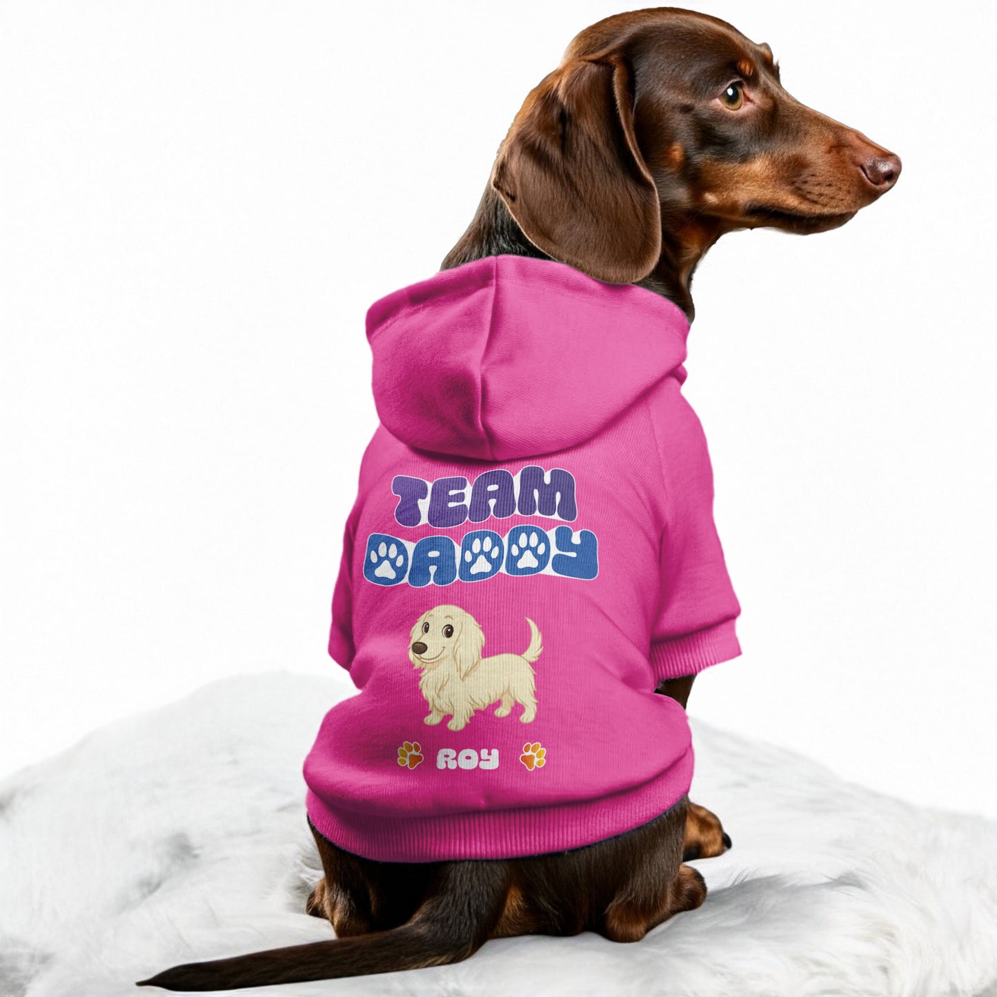 Team Mommy  – Personalized Dachshund Hoodies with Your Doxie’s Name & Clipart – Stylish, Cozy & Made from Premium 100% Cotton