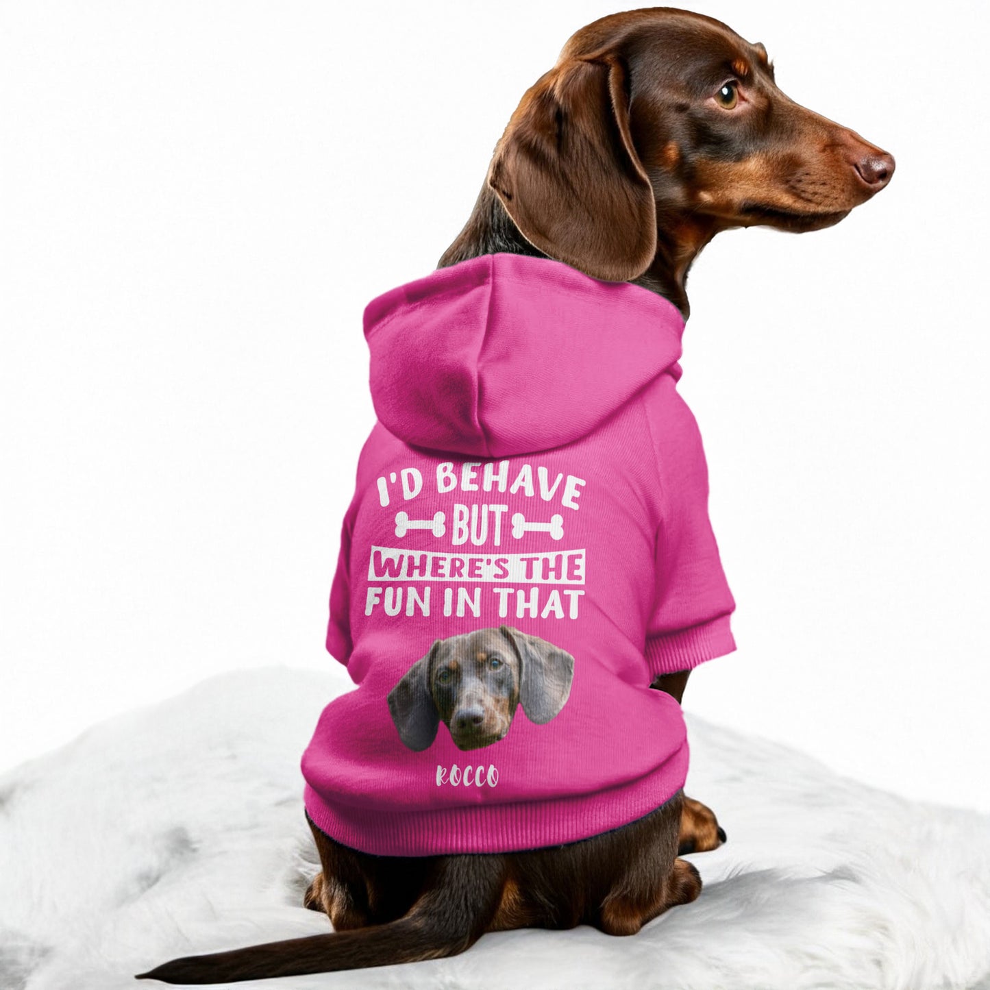 I’d behave – Personalized Dachshund Hoodies with Your Doxie’s Name & Photo – Stylish, Cozy & Made from Premium 100% Cotton