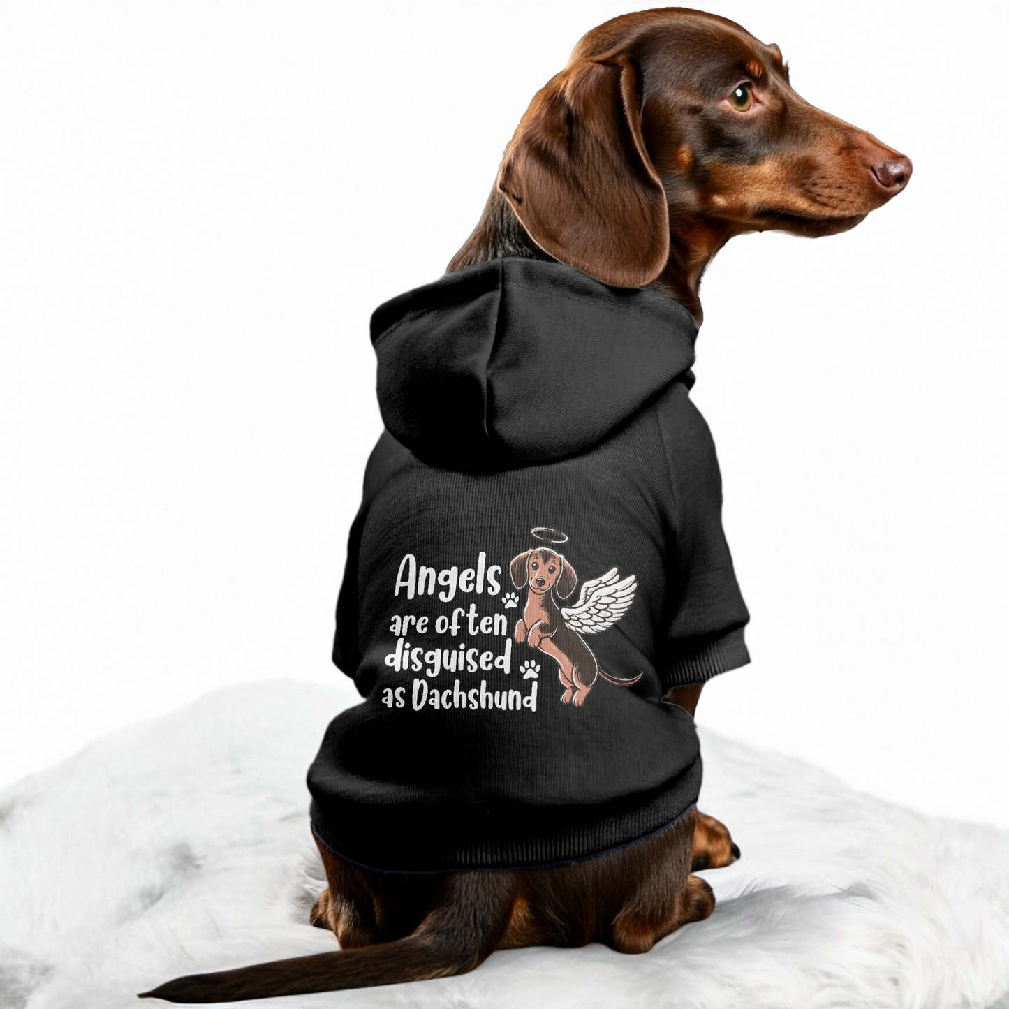 Angels are often disguised as Duchshund - Personalized Dachshund Hoodies with Funny Quotes – Stylish, Cozy, and Premium 100% Cotton