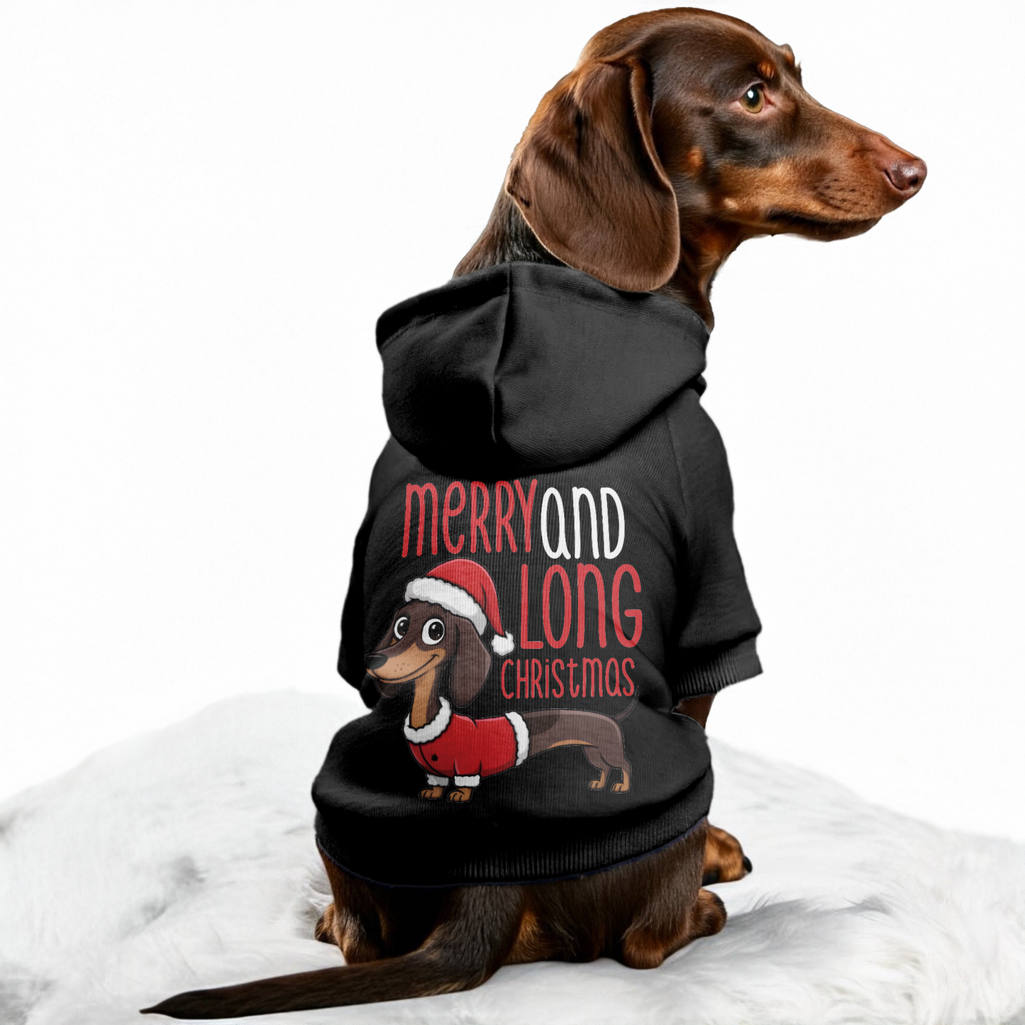 MERRY AND LONG CHRISTMAS - Personalized Dachshund Hoodies with Funny Quotes – Stylish, Cozy, and Premium 100% Cotton