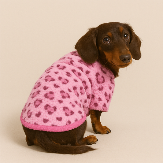 Warm Fleece Dachshund Sweater – Stylish Pink Doxie Coat