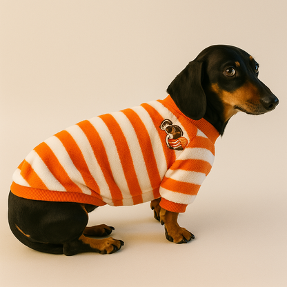 Dachshund Fleece Sweater with Stripes