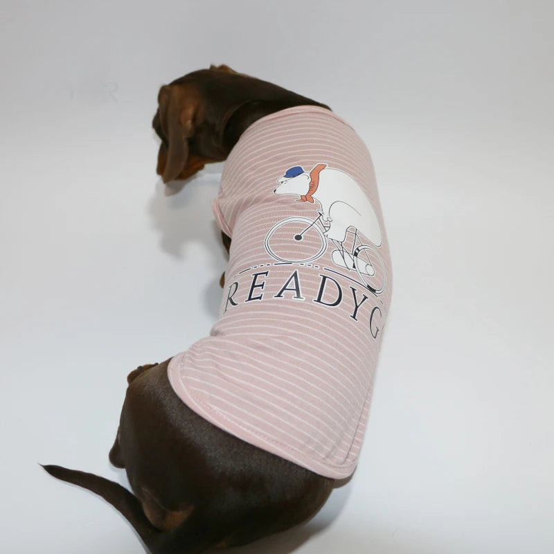 Dachshund Striped T-shirt – Lightweight Soft Cotton Cartoon Vest