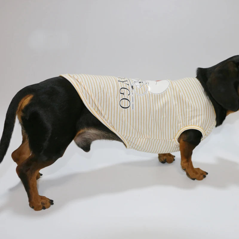 Dachshund Striped T-shirt – Lightweight Soft Cotton Cartoon Vest