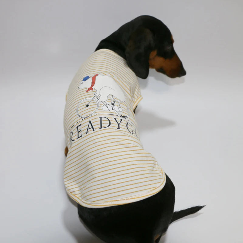 Dachshund Striped T-shirt – Lightweight Soft Cotton Cartoon Vest