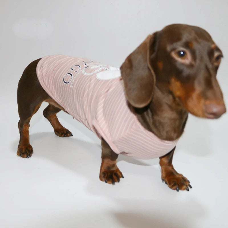 Dachshund Striped T-shirt – Lightweight Soft Cotton Cartoon Vest