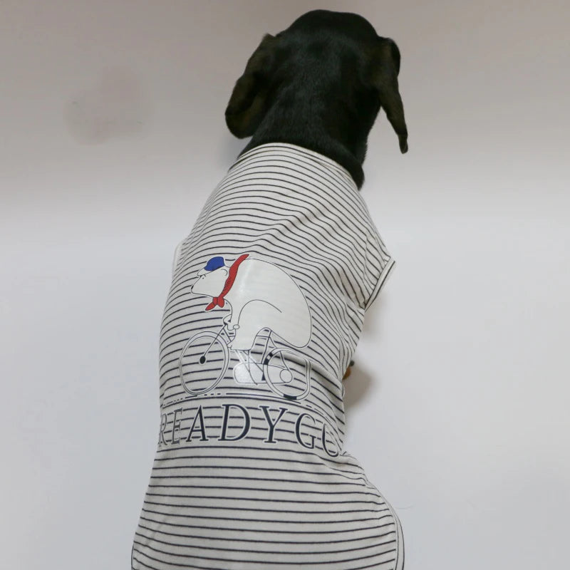 Dachshund Striped T-shirt – Lightweight Soft Cotton Cartoon Vest