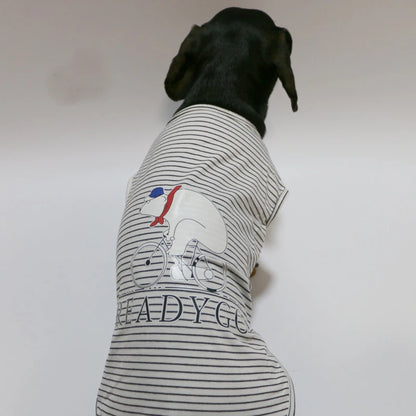 Dachshund Striped T-shirt – Lightweight Soft Cotton Cartoon Vest
