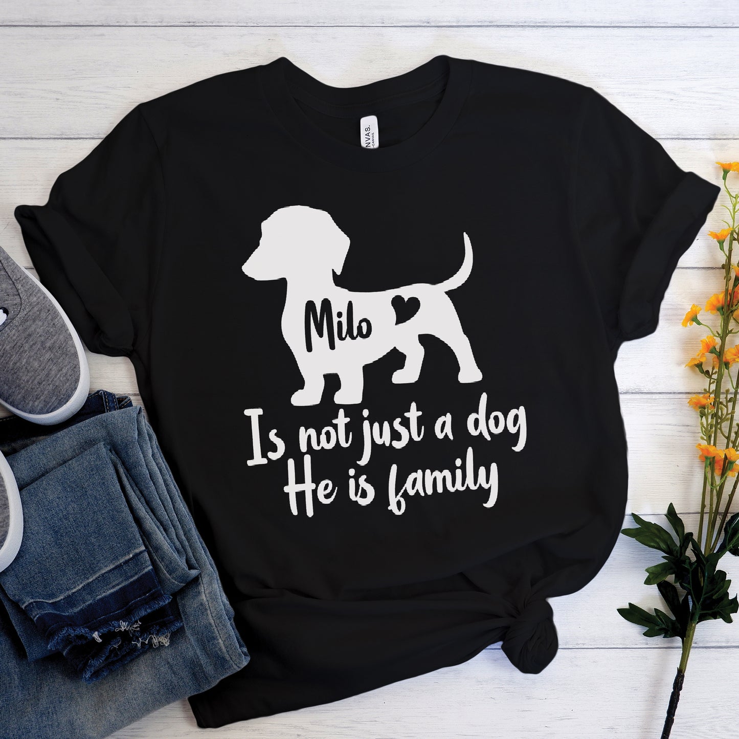 My family - Custom T-shirt  with dachshund Name