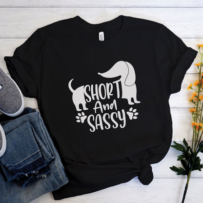 Short and sassy - Unisex Cotton T-Shirt for dachshund lovers