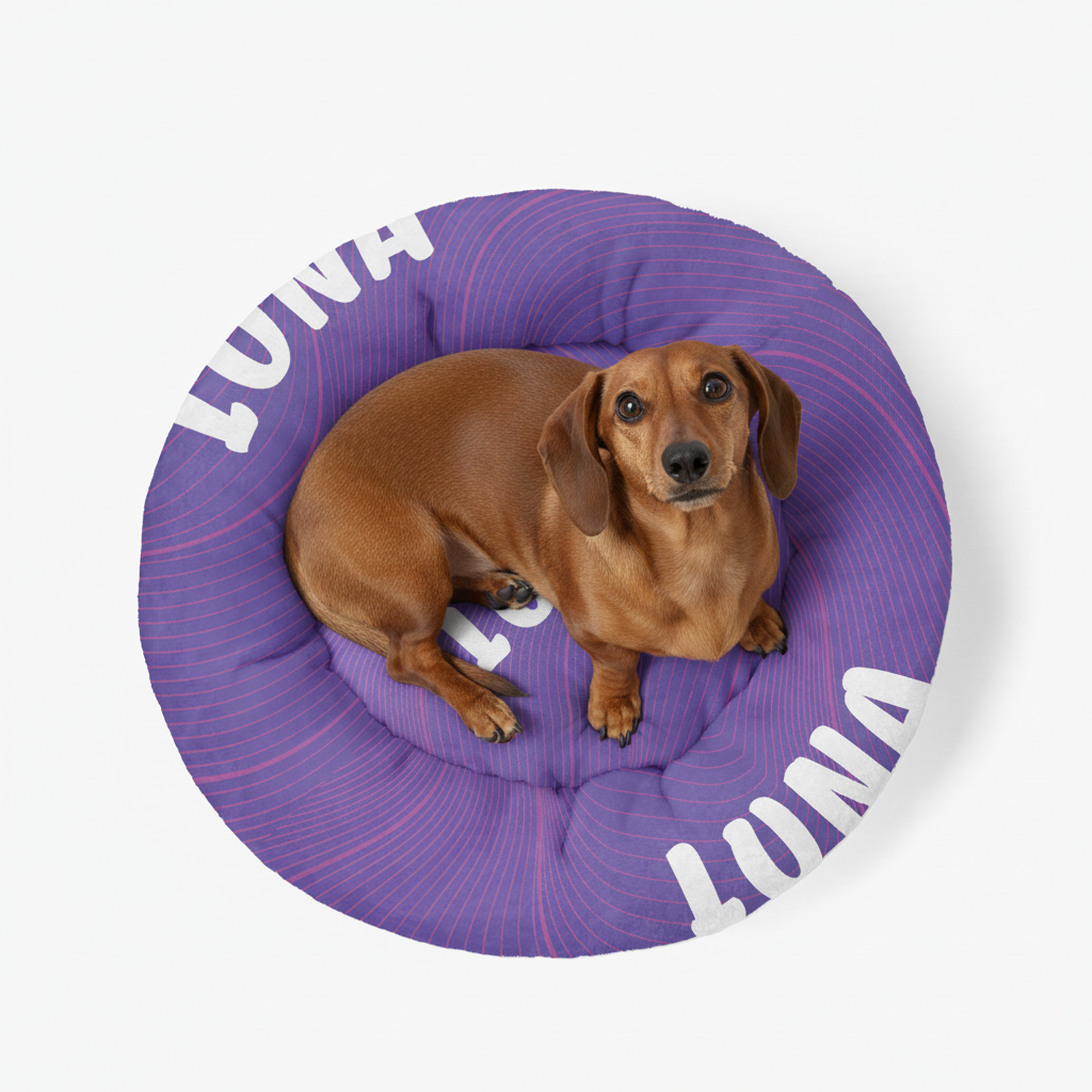 Coco - Personalized Cloud-Comfort Large Dachshund Bed | Anti-Anxiety Donut Bed for Dachshunds