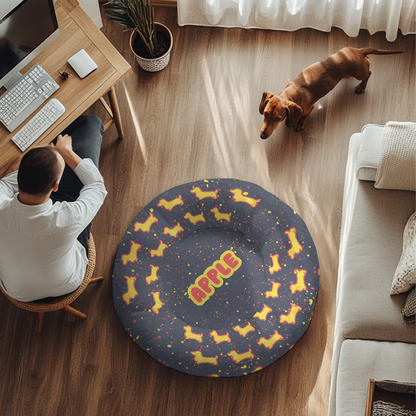 Wiggles - Personalized Cloud-Comfort Large Dachshund Bed | Anti-Anxiety Donut Bed for Dachshunds