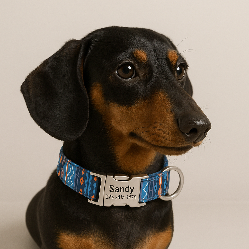 Personalized Dachshund Collar – Adjustable Custom Nylon ID Tag