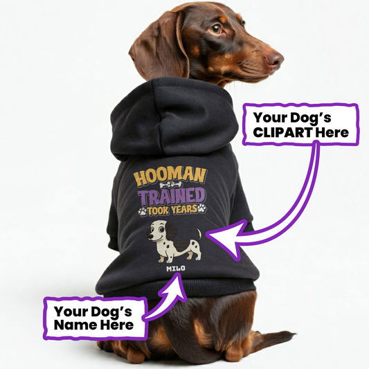 Hooman Trained – Personalized Dachshund Hoodies with Your Doxie’s Name & Clipart – Stylish, Cozy & Made from Premium 100% Cotton