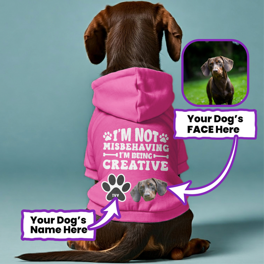 I’m not misbehaving – Personalized Dachshund Hoodies with Your Doxie’s Name & Photo – Stylish, Cozy & Made from Premium 100% Cotton