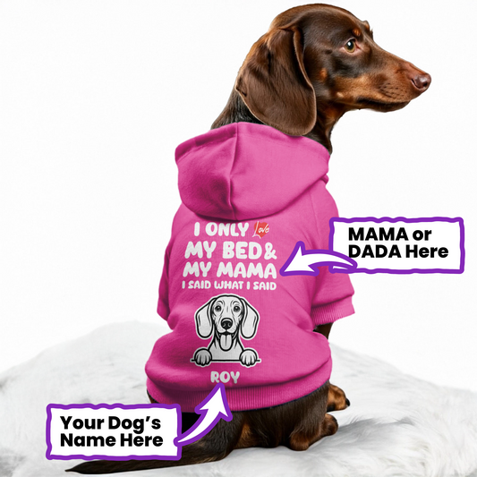 I ONLY LOVE  - Personalized Dachshund Hoodies with MAMA or DADA design and your doxie name– Stylish, Cozy, and Premium 100% Cotton
