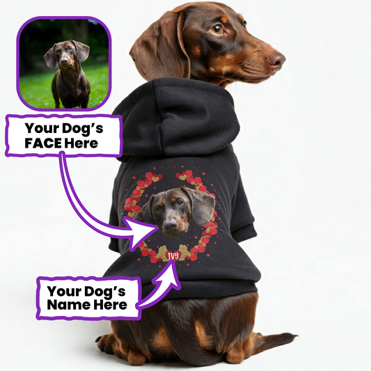 Hearts – Personalized Dachshund Hoodies with Your Doxie’s Name & Photo – Stylish, Cozy & Made from Premium 100% Cotton