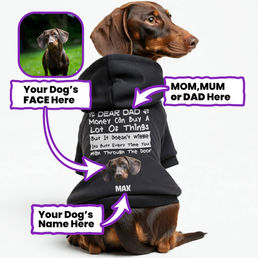 Dear MOM – Personalized Dachshund Hoodies with Your Doxie’s Name & Photo – Stylish, Cozy & Made from Premium 100% Cotton