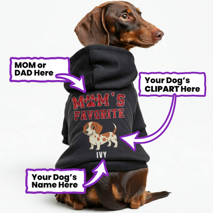 Mom's Favorite – Personalized Dachshund Hoodies with Your Doxie’s Name & Clipart – Stylish, Cozy & Made from Premium 100% Cotton