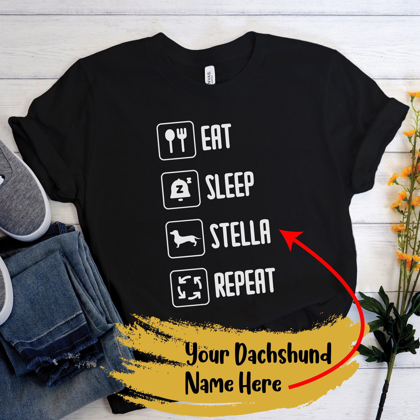 Custom T-shirt  with dachshund  Name