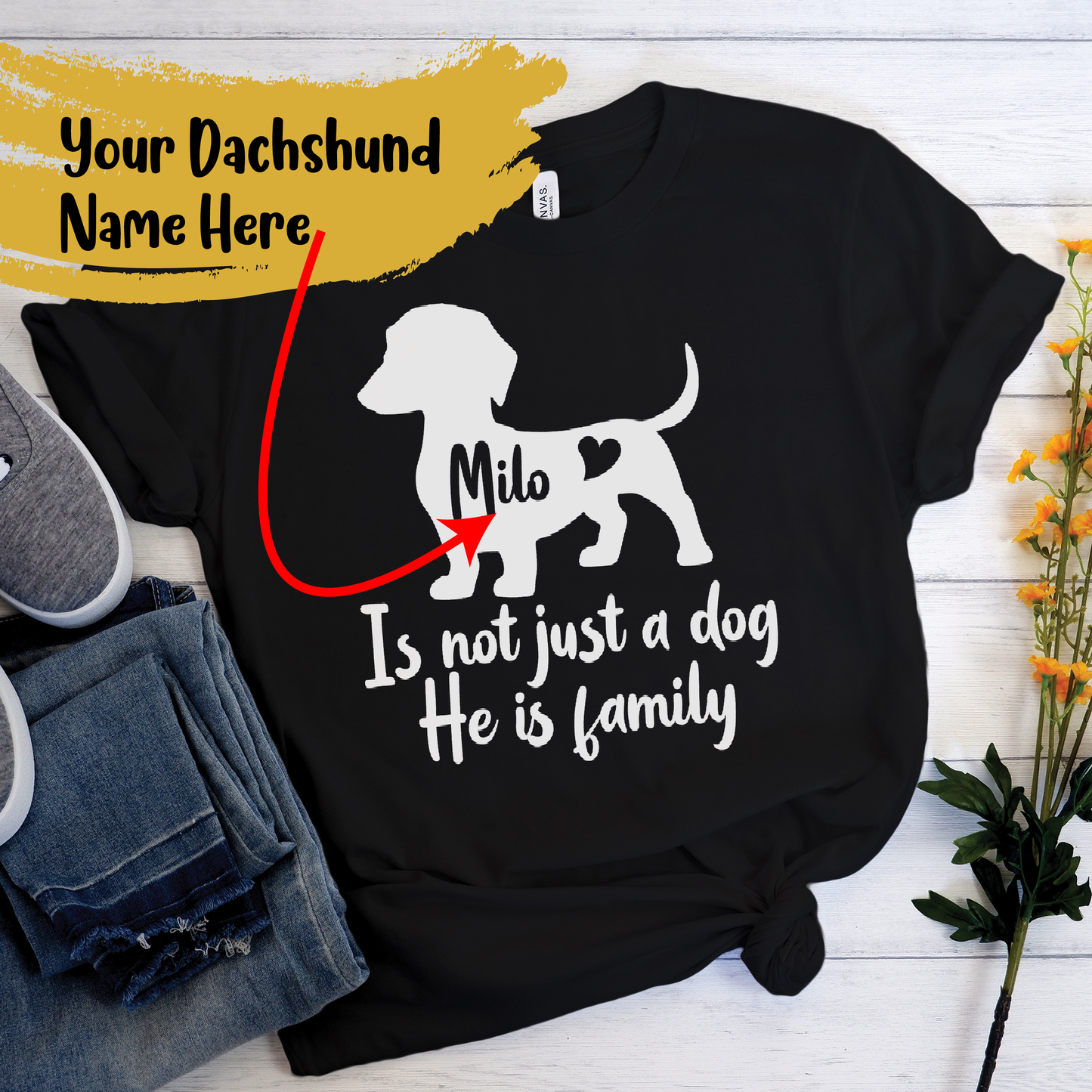 My family - Custom T-shirt  with dachshund Name