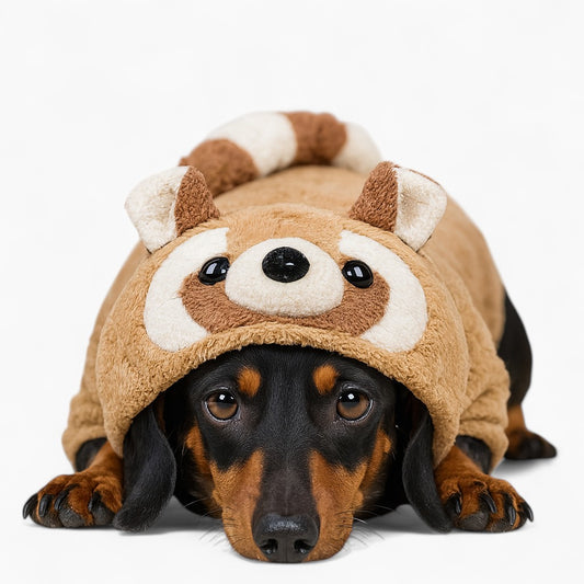 FurPals Dachshund Raccoon Costume – Soft Plush Fleece Dog Hoodie