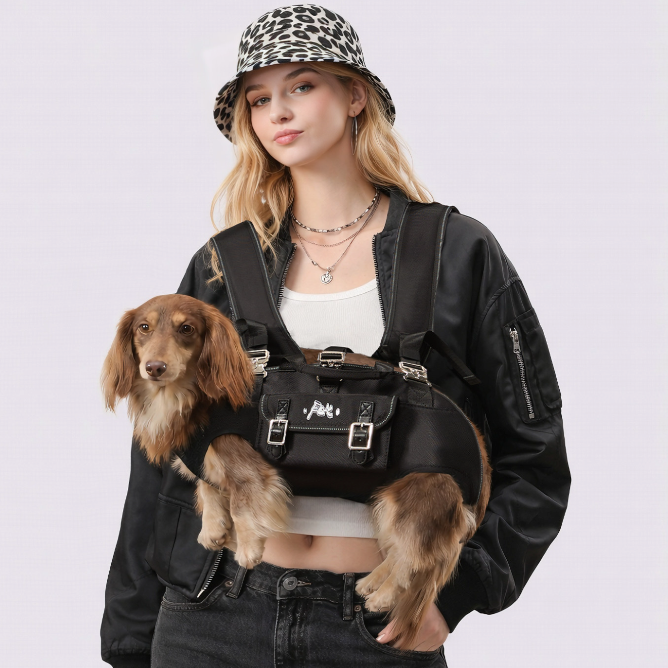 DachCarry Dachshund Side Carry Backpack – Lightweight Portable and Secure Doxie Carrier Bag