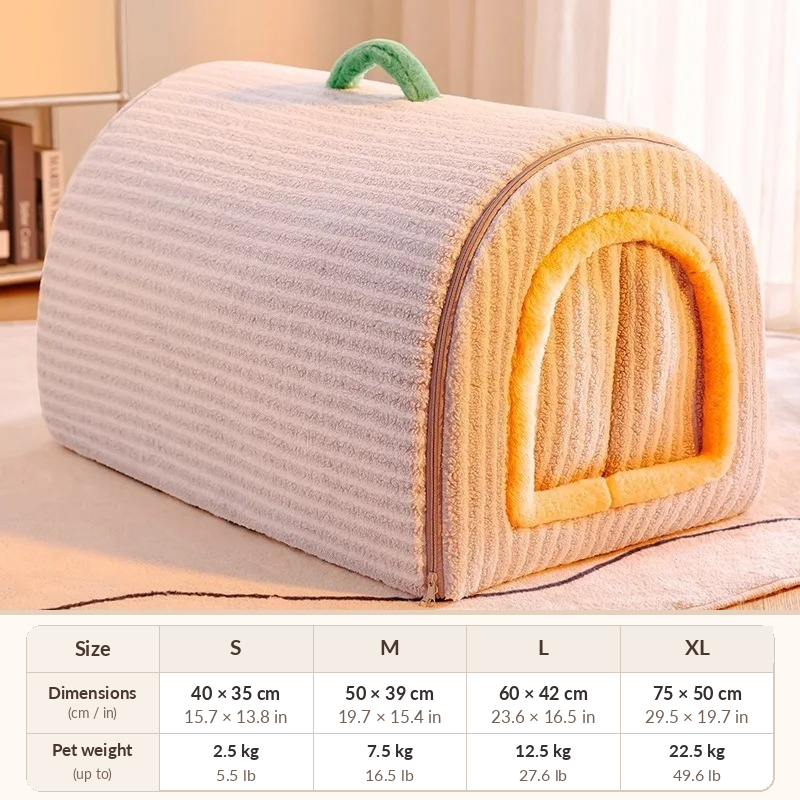 DoxiCove 2-in-1 Dachshund Cave Bed – Cozy Plush Dog House & Convertible Sofa