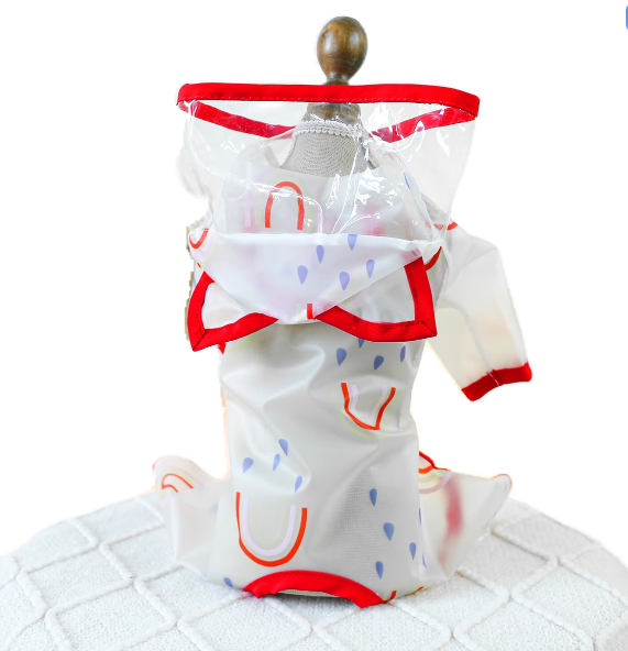 Dachshund Raincoat with Hat – Four-Legged Transparent Rain Jacket