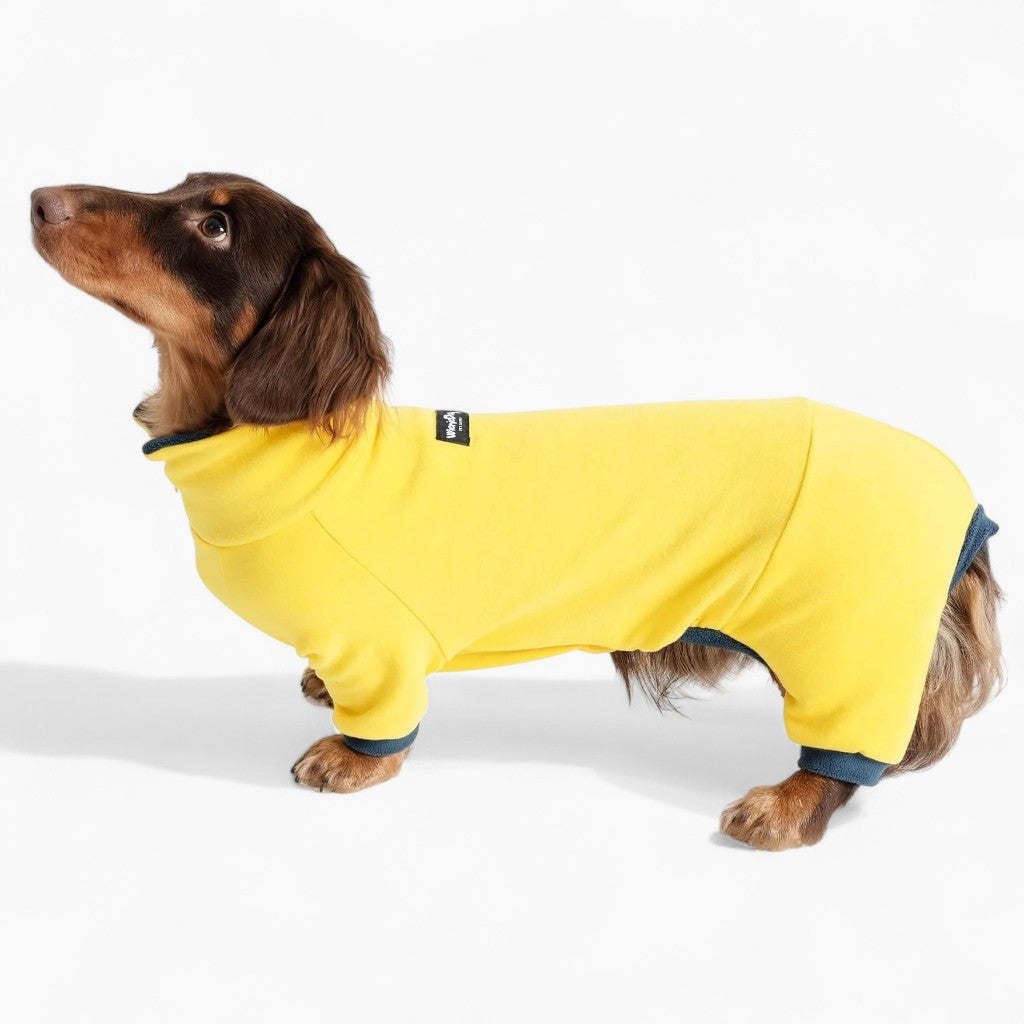 Dachshund Turtleneck Sweater – Adjustable Polo Collar Zipper Fleece Outfit
