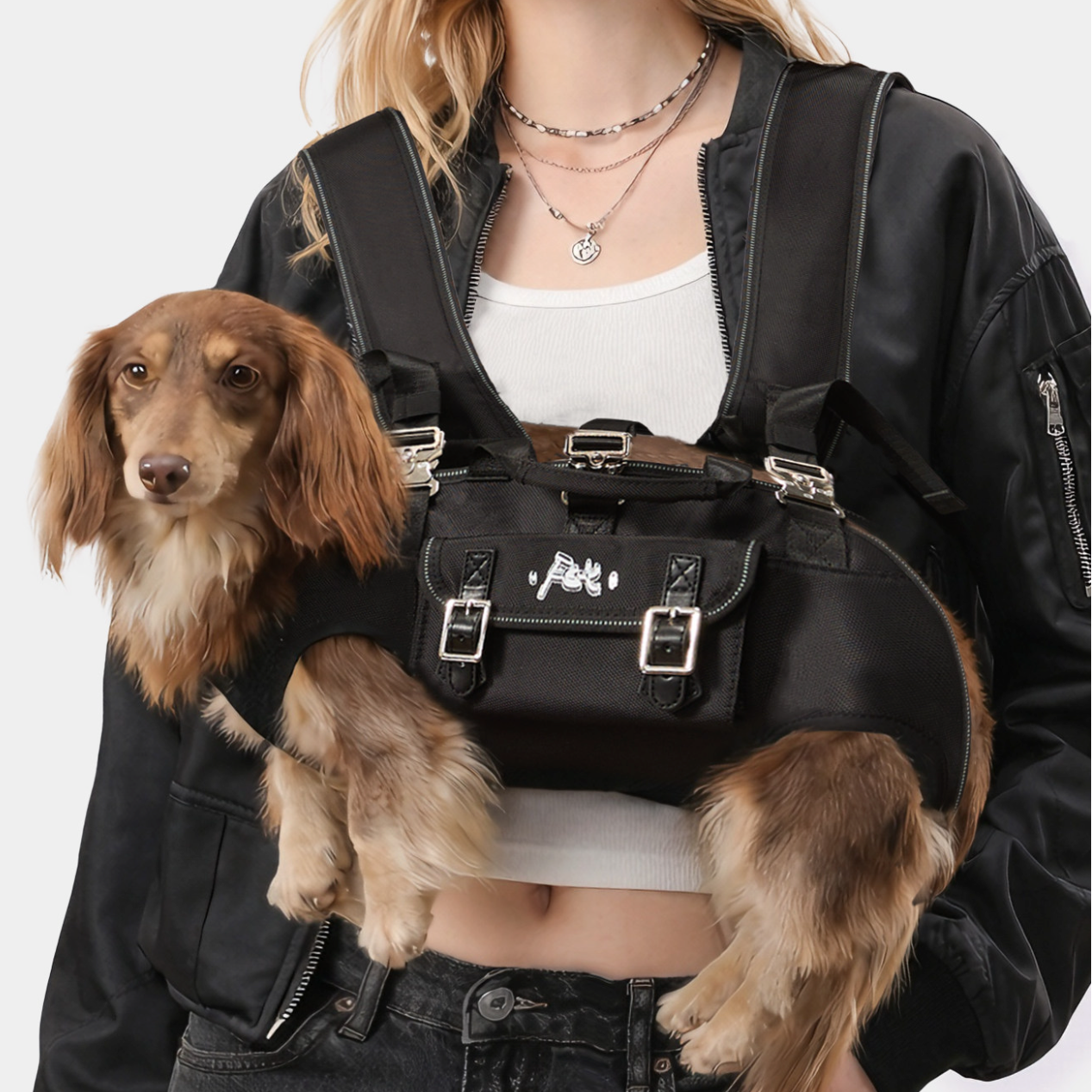 DachCarry Dachshund Side Carry Backpack – Lightweight Portable and Secure Doxie Carrier Bag