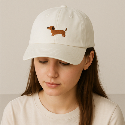 Cartoon Dachshund Embroidery Baseball Cap – Cotton Unisex Hat