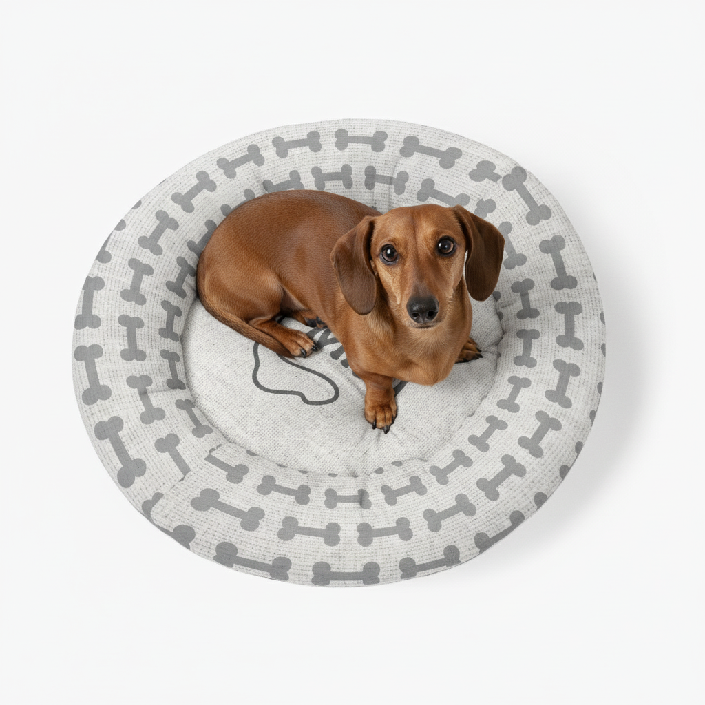 Ace - Personalized Cloud-Comfort Large Dachshund Bed | Anti-Anxiety Donut Bed for Dachshunds