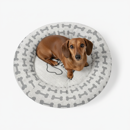 Ace - Personalized Cloud-Comfort Large Dachshund Bed | Anti-Anxiety Donut Bed for Dachshunds