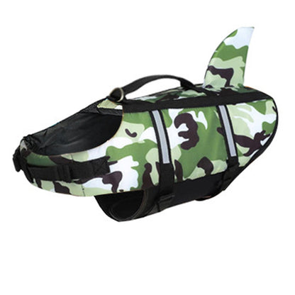 Dachshund shark life jacket in camo print, view 6