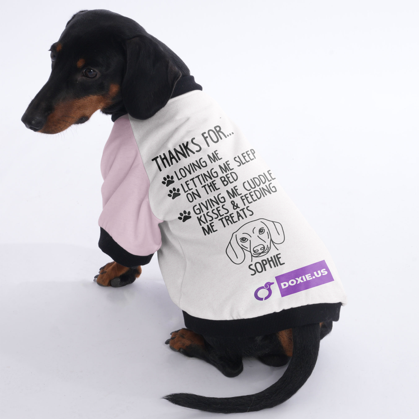 Customized Doxie Jacket with Your Dog's Name