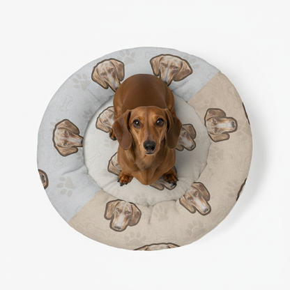 Dinky - Personalized Cloud-Comfort Large Dachshund Bed | Anti-Anxiety Donut Bed for Dachshunds