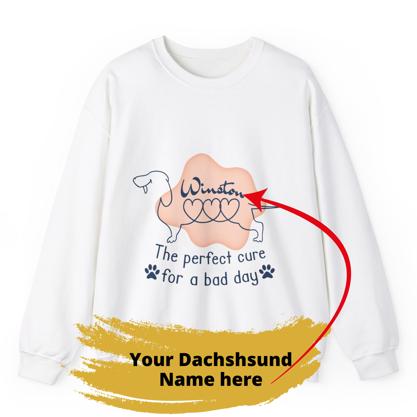 Custom Sweatshirt  with dachshund Name  -  Unisex Sweatshirt