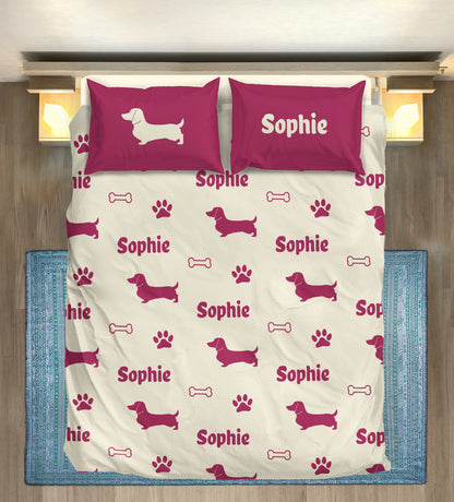 Custom Bedding Set with Dachshund's Name - Bedding Set