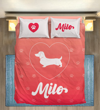 Custom Bedding Set with Dachshund's Name - Bedding Set